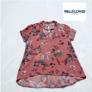 Wallflower Coral Floral Blouse, Size Small